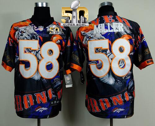 Nike Broncos #58 Von Miller Team Color Super Bowl 50 Men's Stitched NFL Elite Fanatical Jersey